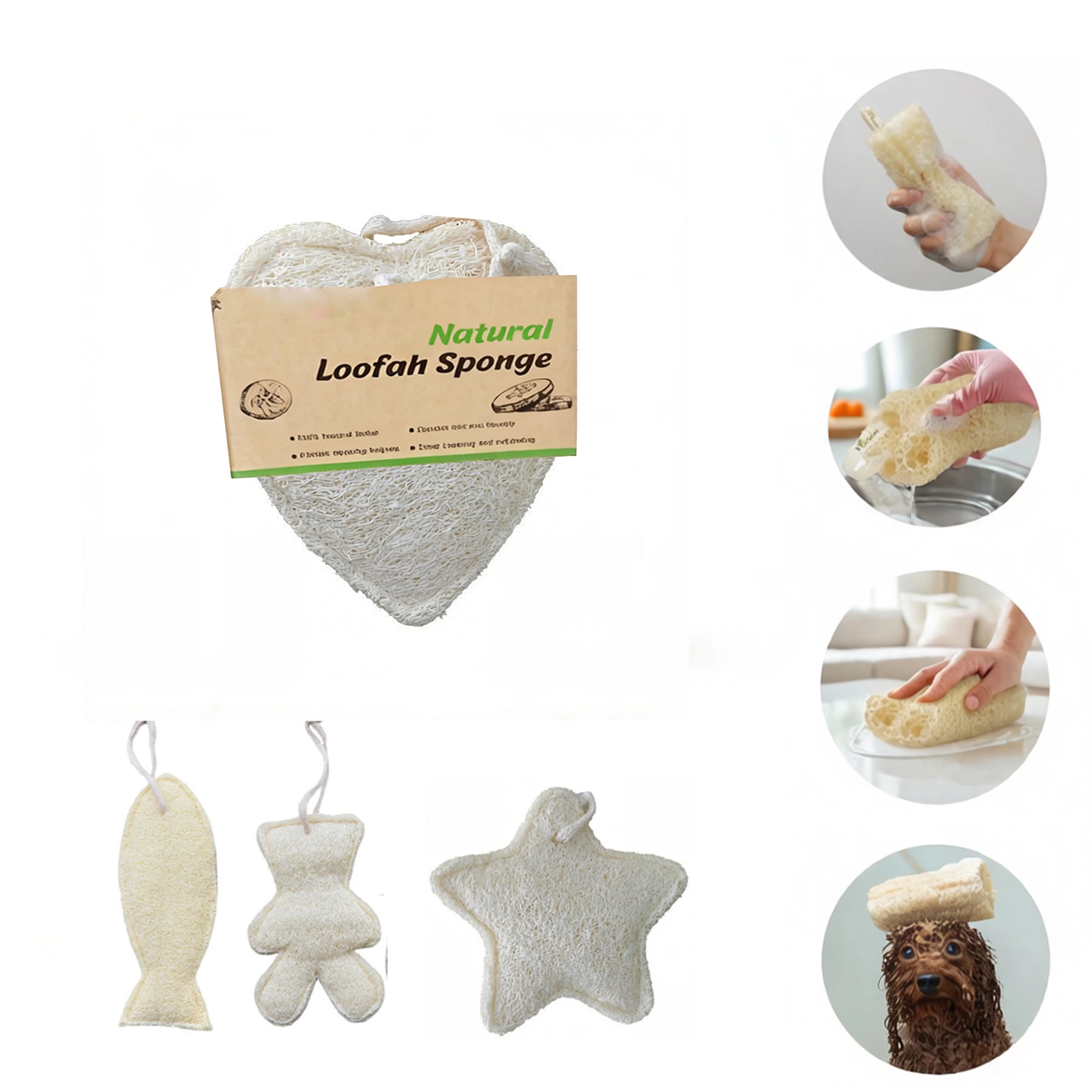Natural Loofah Bath Sponge in Assorted Shapes